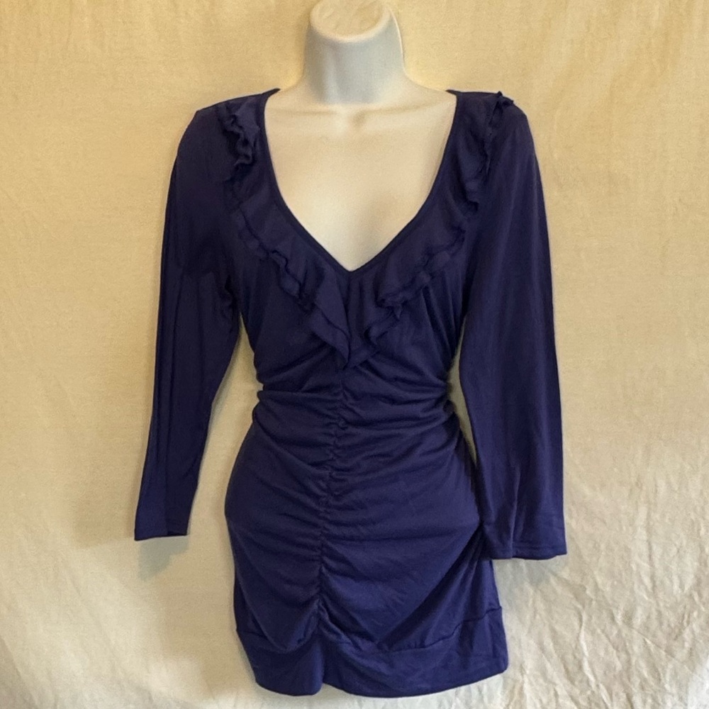 C-122 Maurice’s Purple Ruffled Pullover Blouse Size L